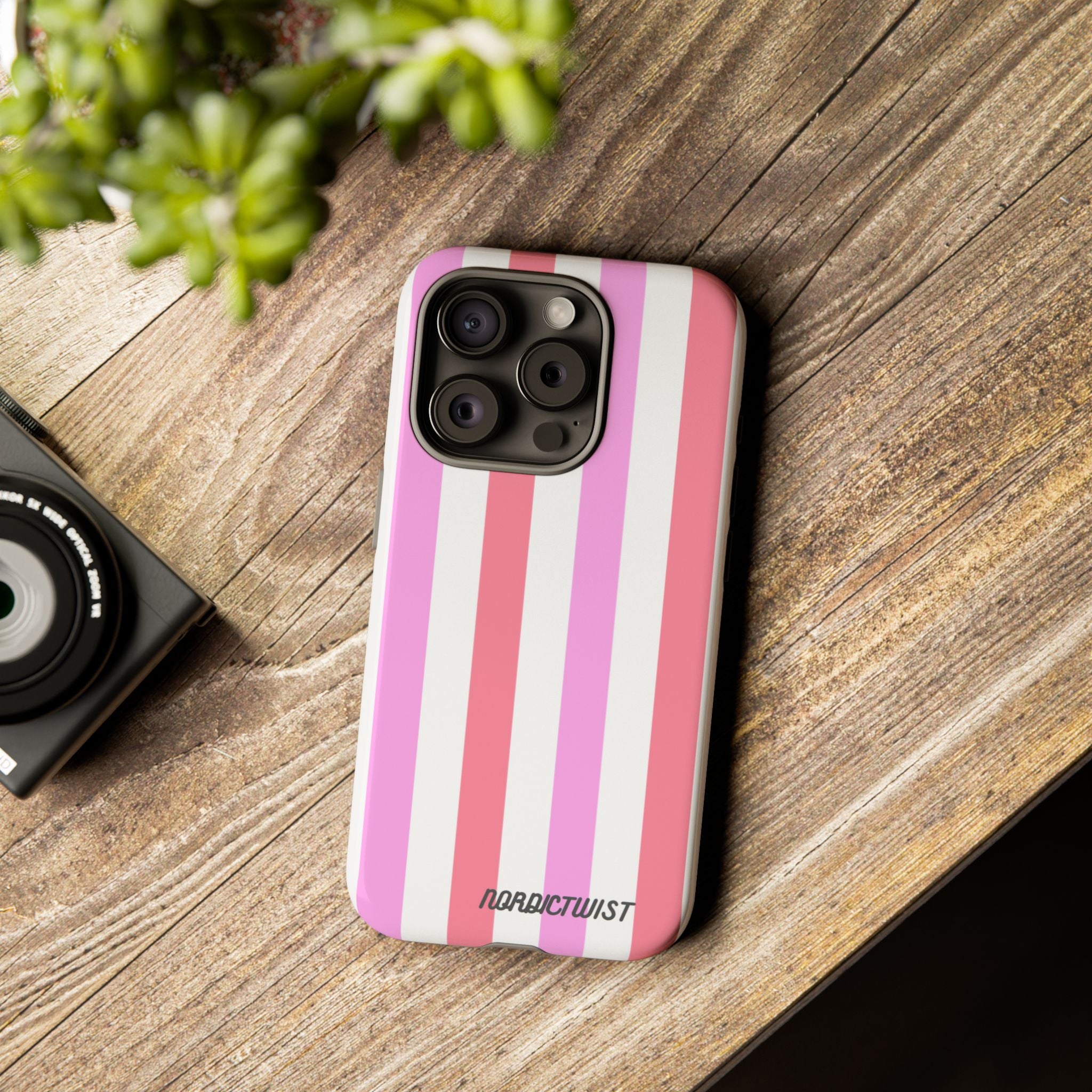 Pink Striped Phone Case - Stylish & Durable Cover