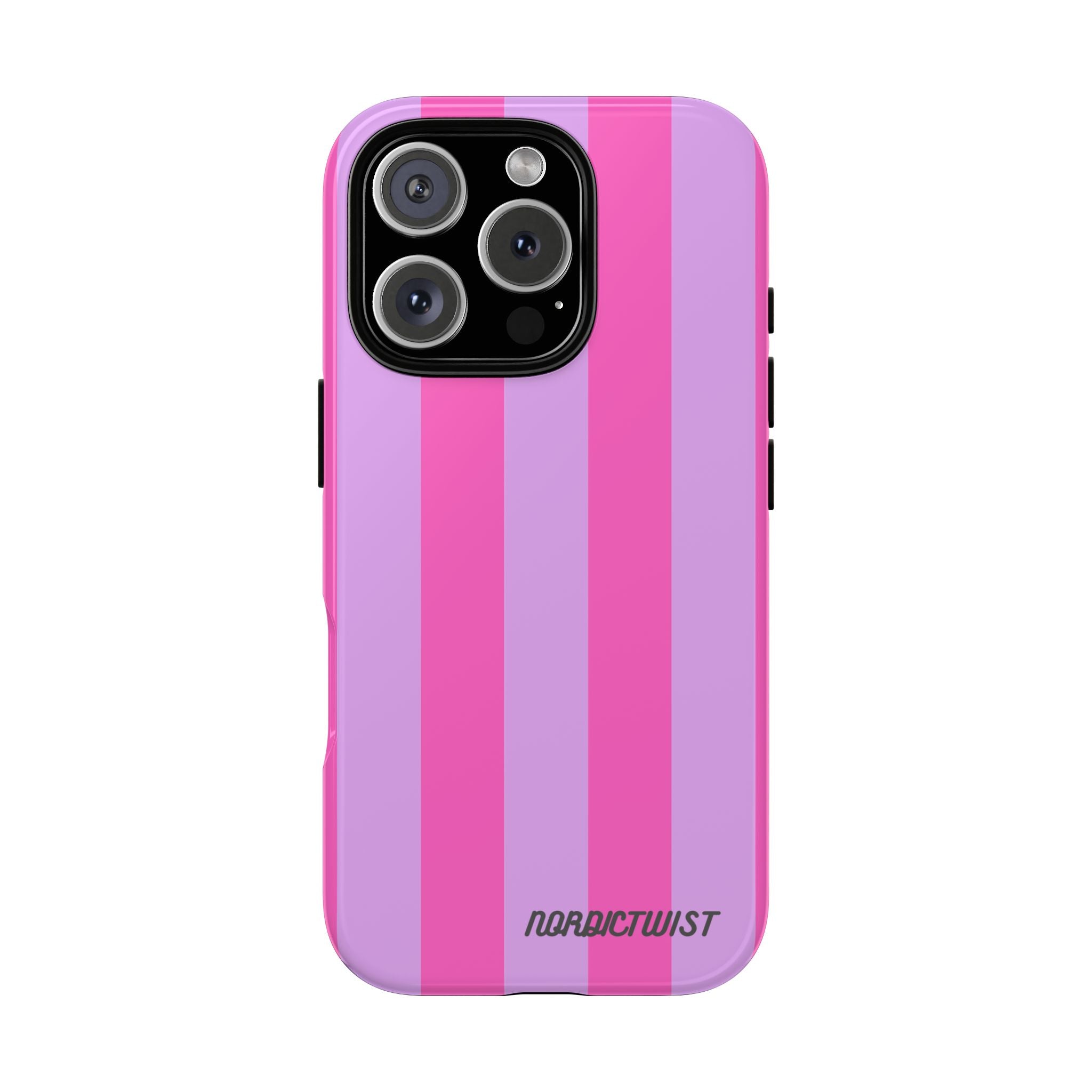 Stylish Phone Case - Tough Cases with Vibrant Pink and Lavender Stripes