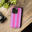 Stylish Phone Case - Tough Cases with Vibrant Pink and Lavender Stripes