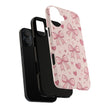 Pink Bow & Hearts Tough Phone Case — Cute Floral Ribbon iPhone Cover