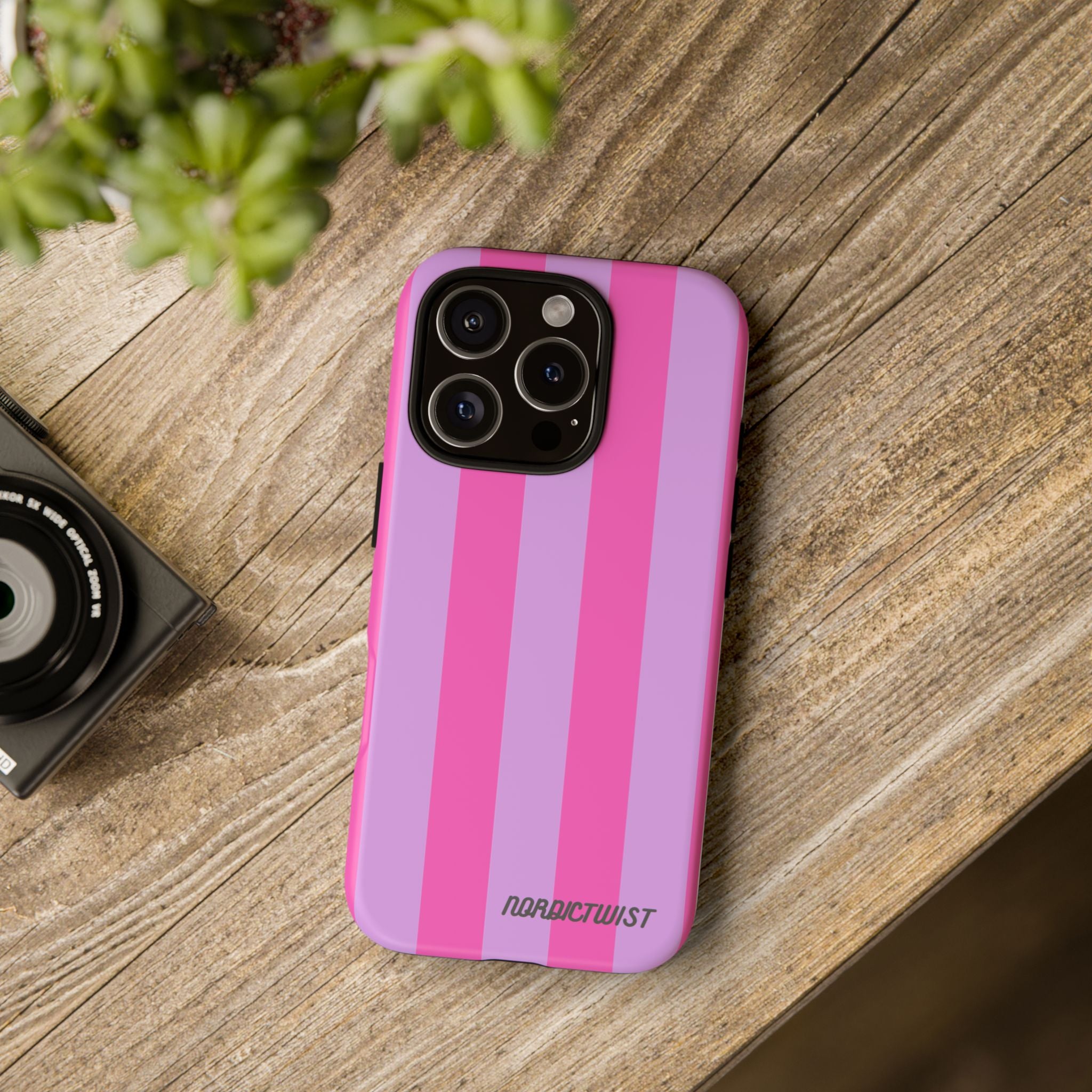 Stylish Phone Case - Tough Cases with Vibrant Pink and Lavender Stripes