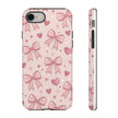Pink Bow & Hearts Tough Phone Case — Cute Floral Ribbon iPhone Cover