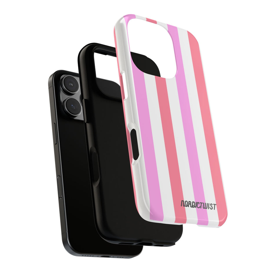 Pink Striped Phone Case - Stylish & Durable Cover