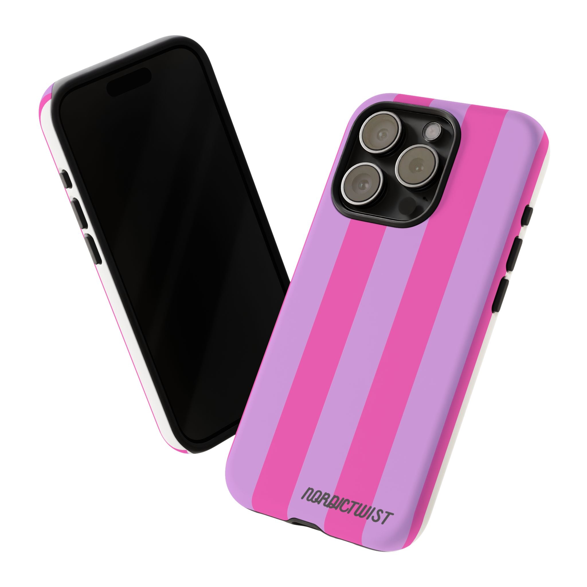 Stylish Phone Case - Tough Cases with Vibrant Pink and Lavender Stripes