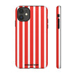 Striped Tough Phone Case - Durable Protection with Stylish Red & White Design