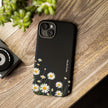 Daisy Floral Tough Phone Case – Protective Black Phone Cover with White Daisies