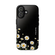 Daisy Floral Tough Phone Case – Protective Black Phone Cover with White Daisies