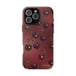 Cherry Pattern Tough Phone Case — Retro Dark Red Cherry iPhone Cover