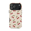 Cherry Pattern Tough Phone Case — Retro Red Cherries on Cream