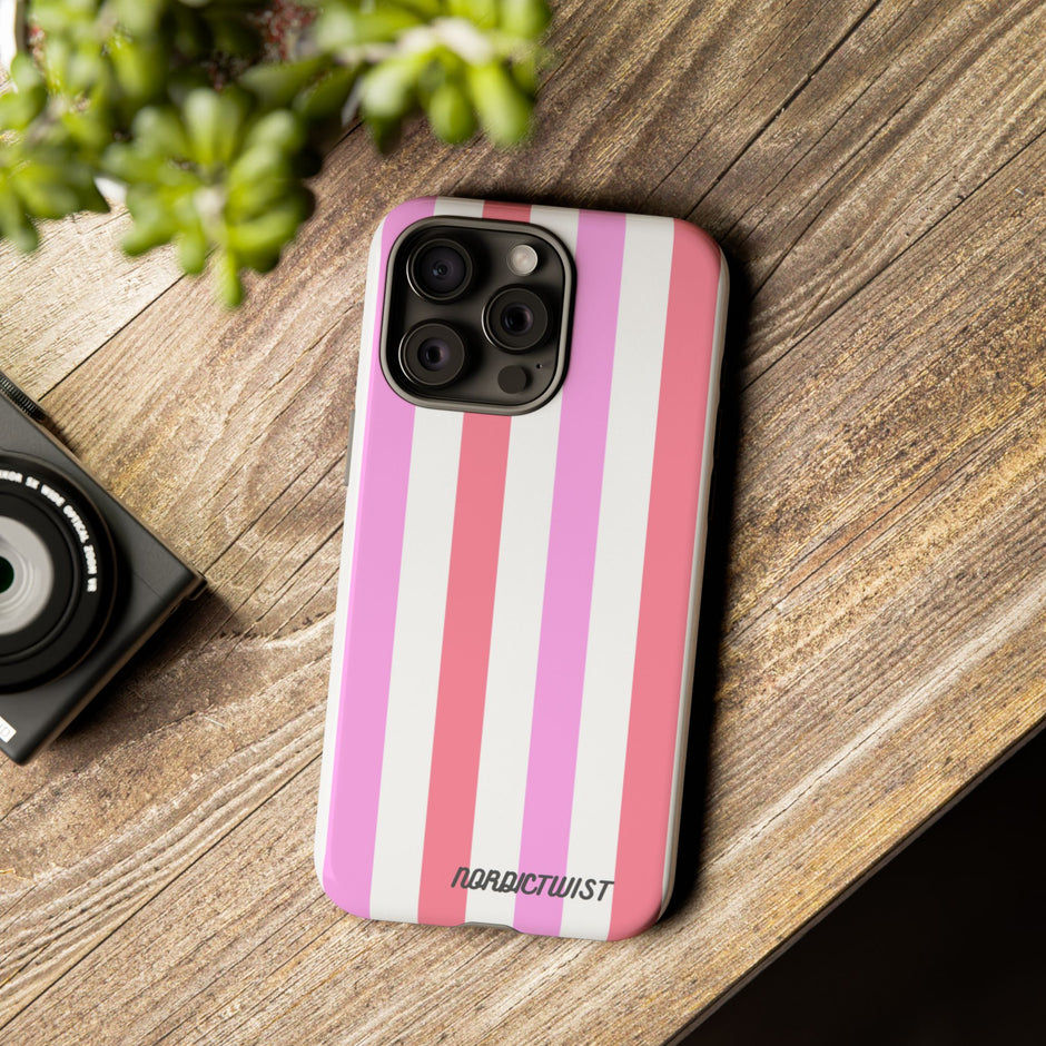 Pink Striped Phone Case - Stylish & Durable Cover