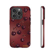 Cherry Pattern Tough Phone Case — Retro Dark Red Cherry iPhone Cover