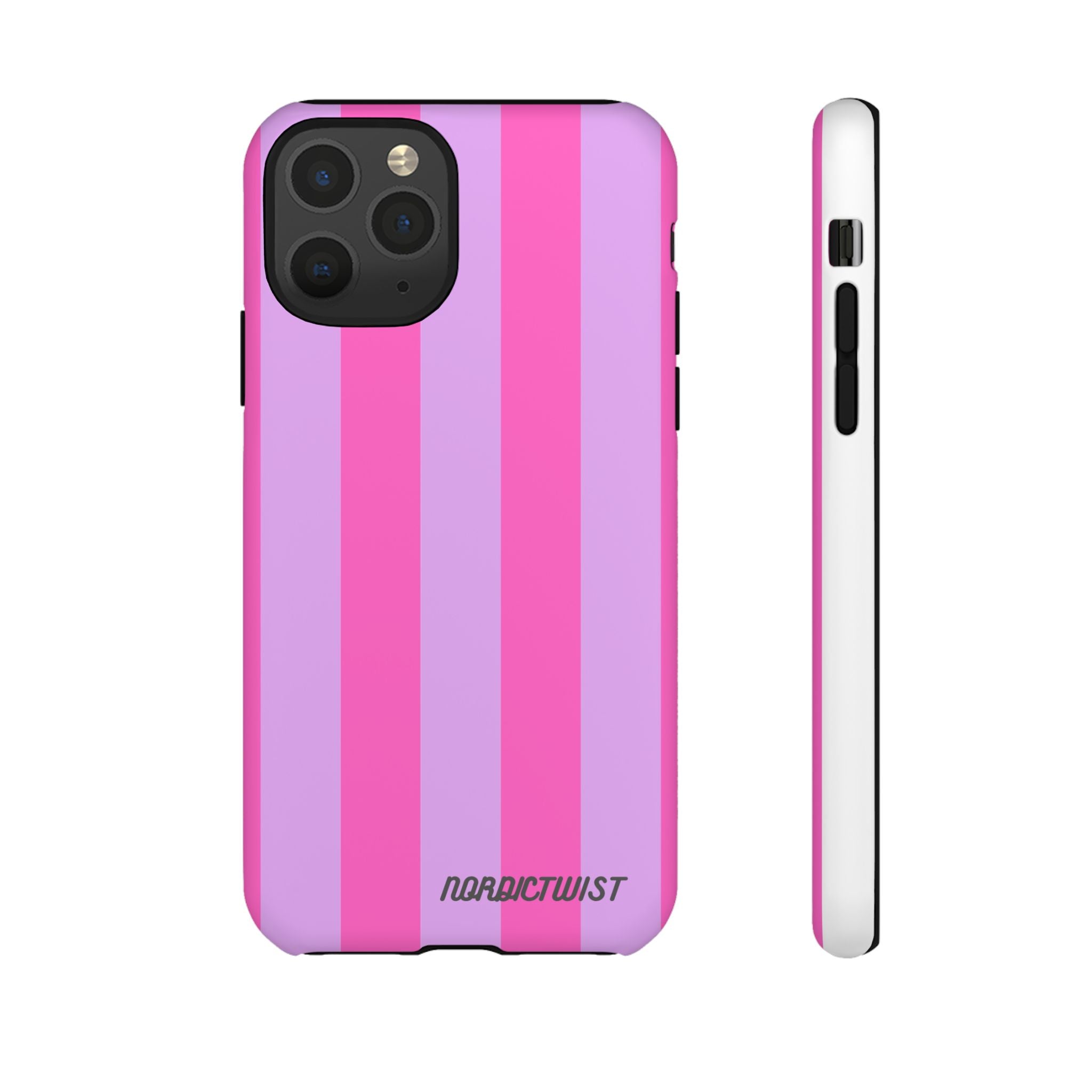 Stylish Phone Case - Tough Cases with Vibrant Pink and Lavender Stripes