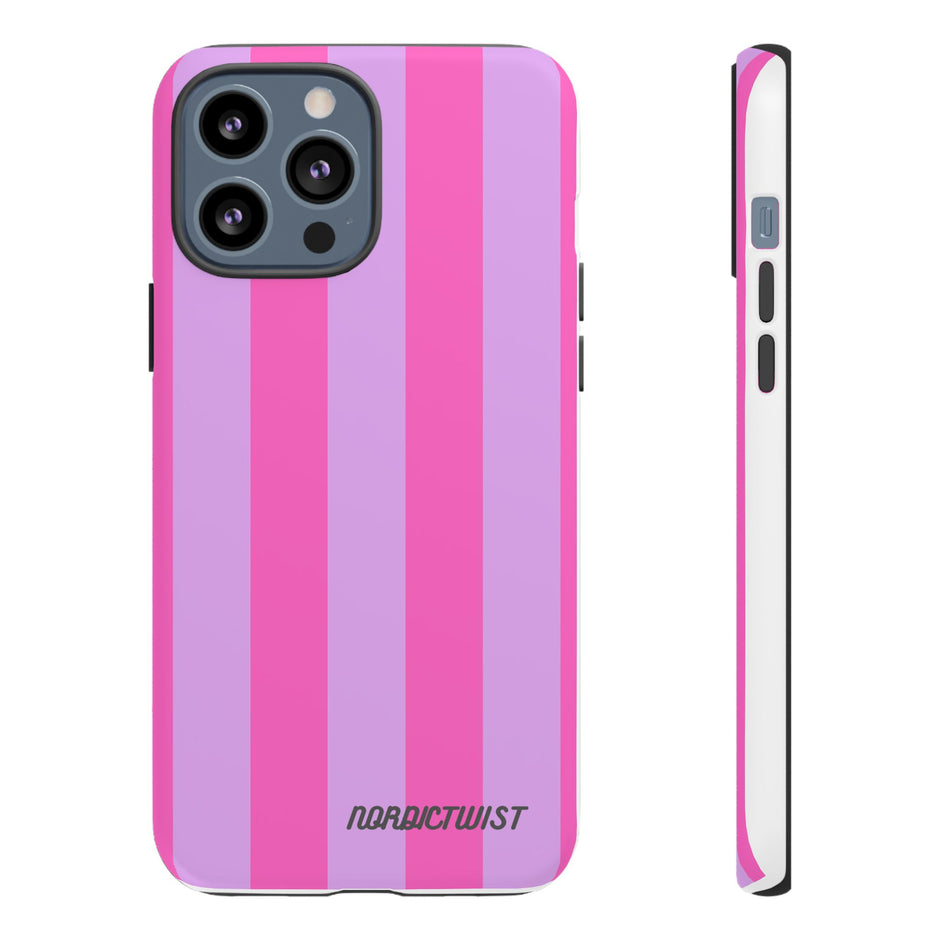 Stylish Phone Case - Tough Cases with Vibrant Pink and Lavender Stripes