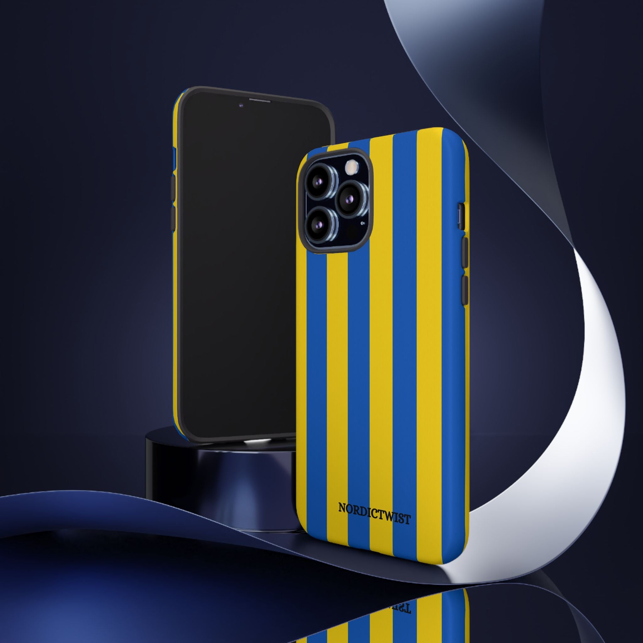 Blue and Yellow Striped Phone Case - Tough Cases