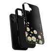 Daisy Floral Tough Phone Case – Protective Black Phone Cover with White Daisies
