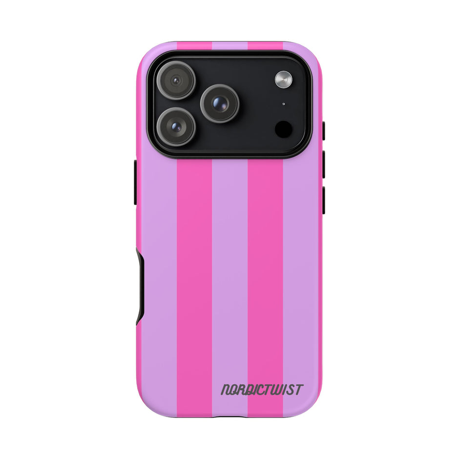 Stylish Phone Case - Tough Cases with Vibrant Pink and Lavender Stripes