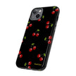 Cherry Pattern Tough Phone Case — Black Retro Cherry iPhone Cover