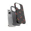 Cherry Pattern Tough Phone Case — Black Retro Cherry iPhone Cover