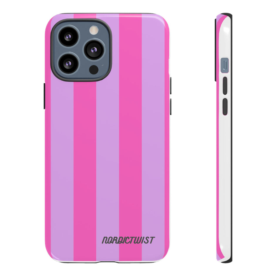 Stylish Phone Case - Tough Cases with Vibrant Pink and Lavender Stripes