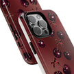 Cherry Pattern Tough Phone Case — Retro Dark Red Cherry iPhone Cover