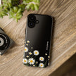 Daisy Floral Tough Phone Case – Protective Black Phone Cover with White Daisies