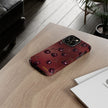 Cherry Pattern Tough Phone Case — Retro Dark Red Cherry iPhone Cover
