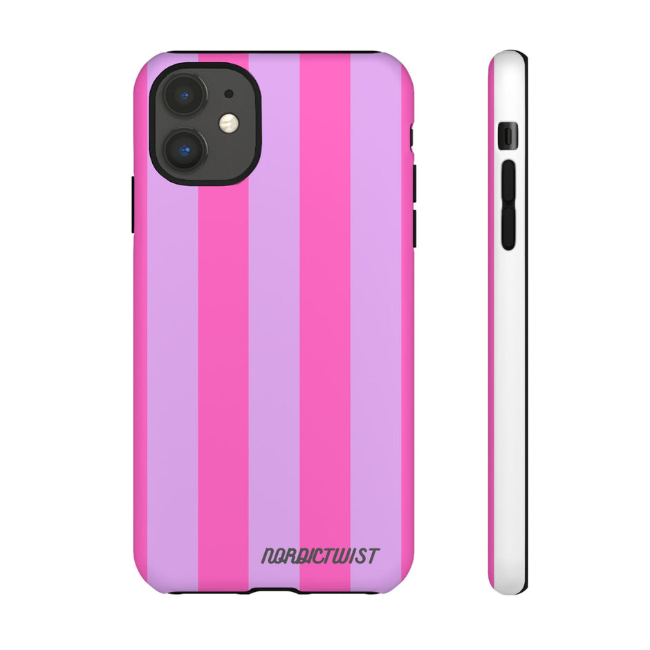 Stylish Phone Case - Tough Cases with Vibrant Pink and Lavender Stripes