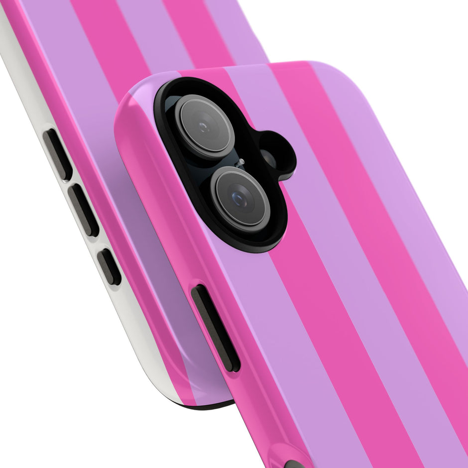 Stylish Phone Case - Tough Cases with Vibrant Pink and Lavender Stripes