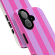 Stylish Phone Case - Tough Cases with Vibrant Pink and Lavender Stripes
