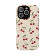 Cherry Pattern Tough Phone Case — Retro Red Cherries on Cream