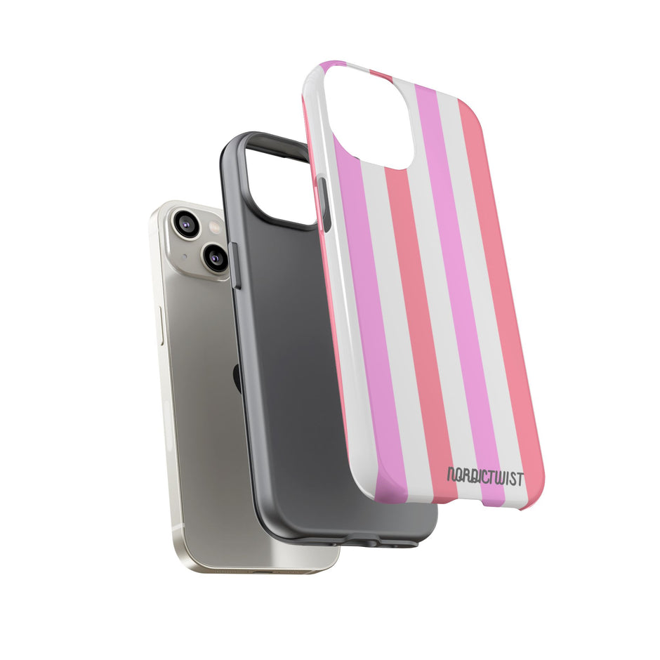 Pink Striped Phone Case - Stylish & Durable Cover