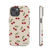 Cherry Pattern Tough Phone Case — Retro Red Cherries on Cream
