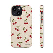 Cherry Pattern Tough Phone Case — Retro Red Cherries on Cream