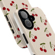 Cherry Pattern Tough Phone Case — Retro Red Cherries on Cream