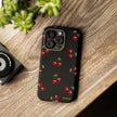 Cherry Pattern Tough Phone Case — Black Retro Cherry iPhone Cover