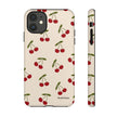 Cherry Pattern Tough Phone Case — Retro Red Cherries on Cream