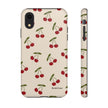 Cherry Pattern Tough Phone Case — Retro Red Cherries on Cream