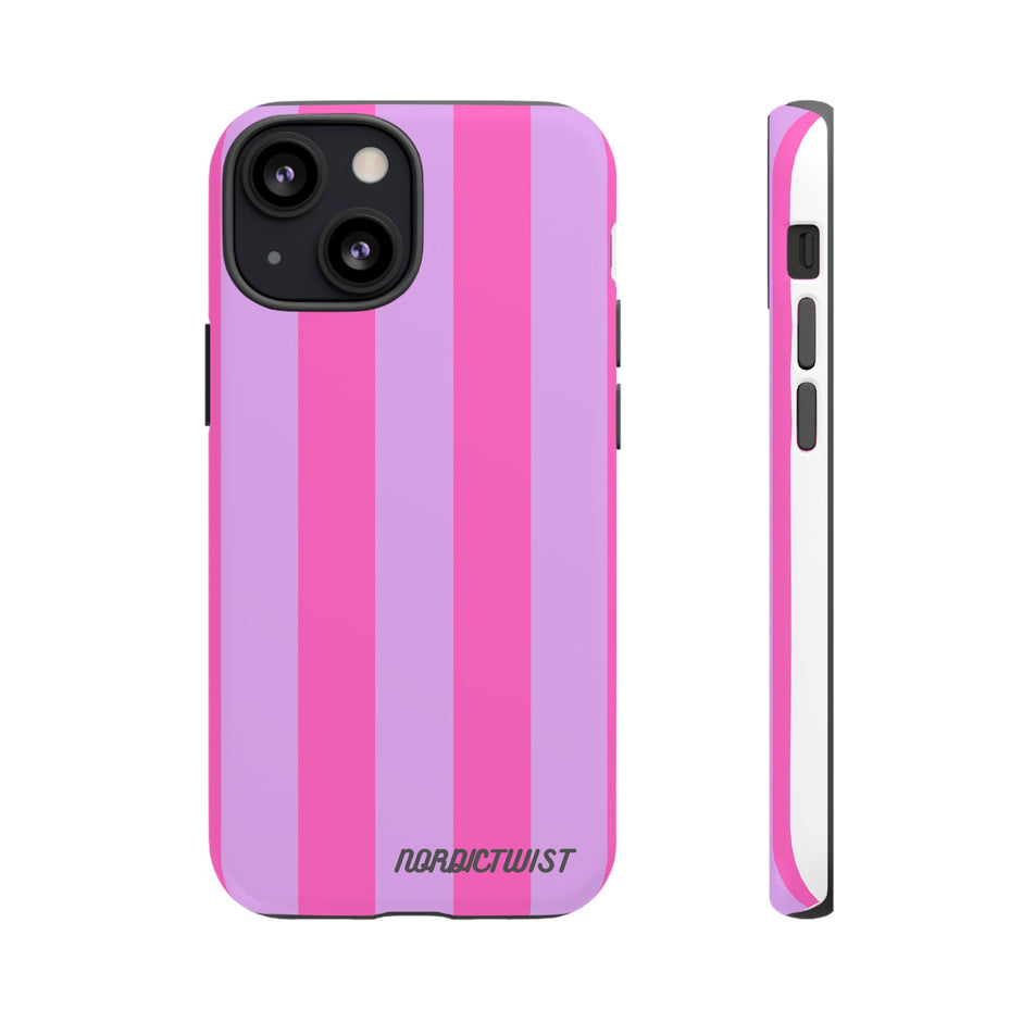 Stylish Phone Case - Tough Cases with Vibrant Pink and Lavender Stripes