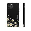 Daisy Floral Tough Phone Case – Protective Black Phone Cover with White Daisies