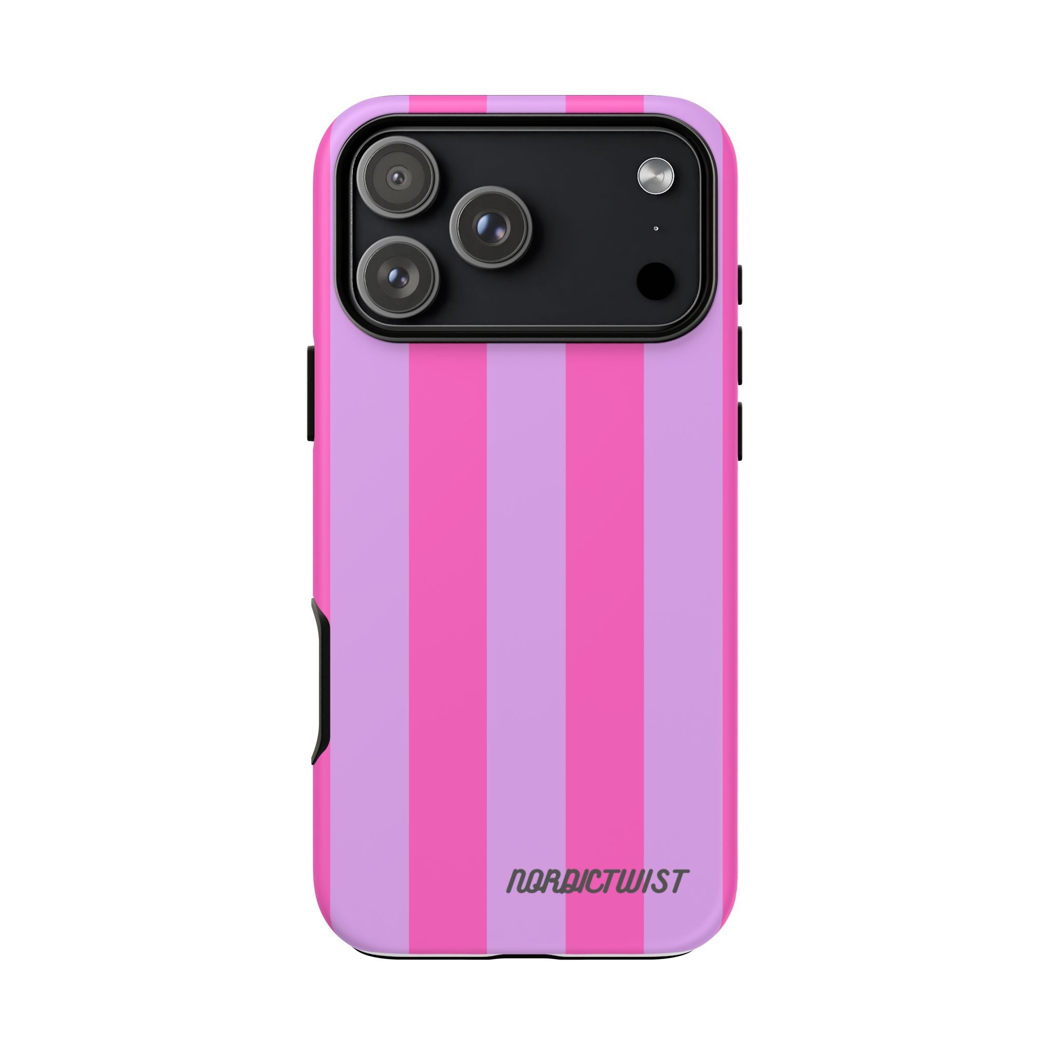 Stylish Phone Case - Tough Cases with Vibrant Pink and Lavender Stripes