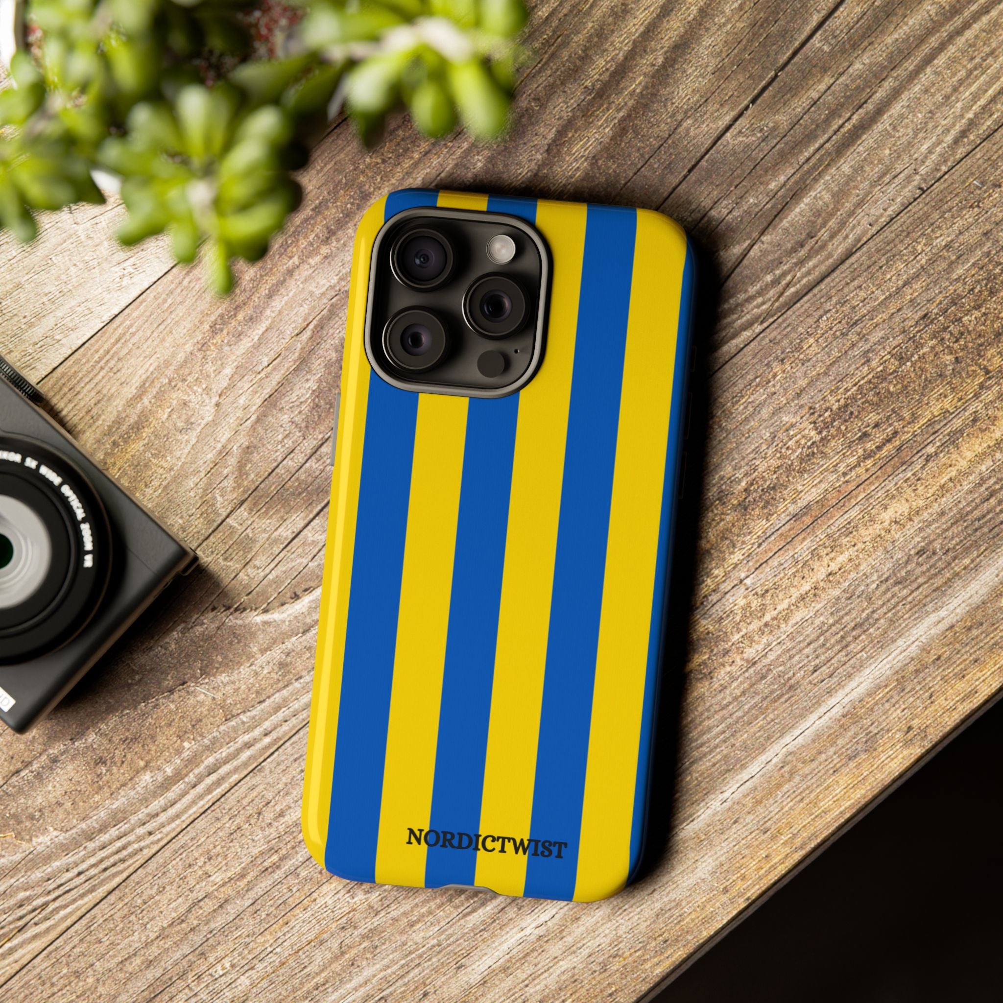 Blue and Yellow Striped Phone Case - Tough Cases