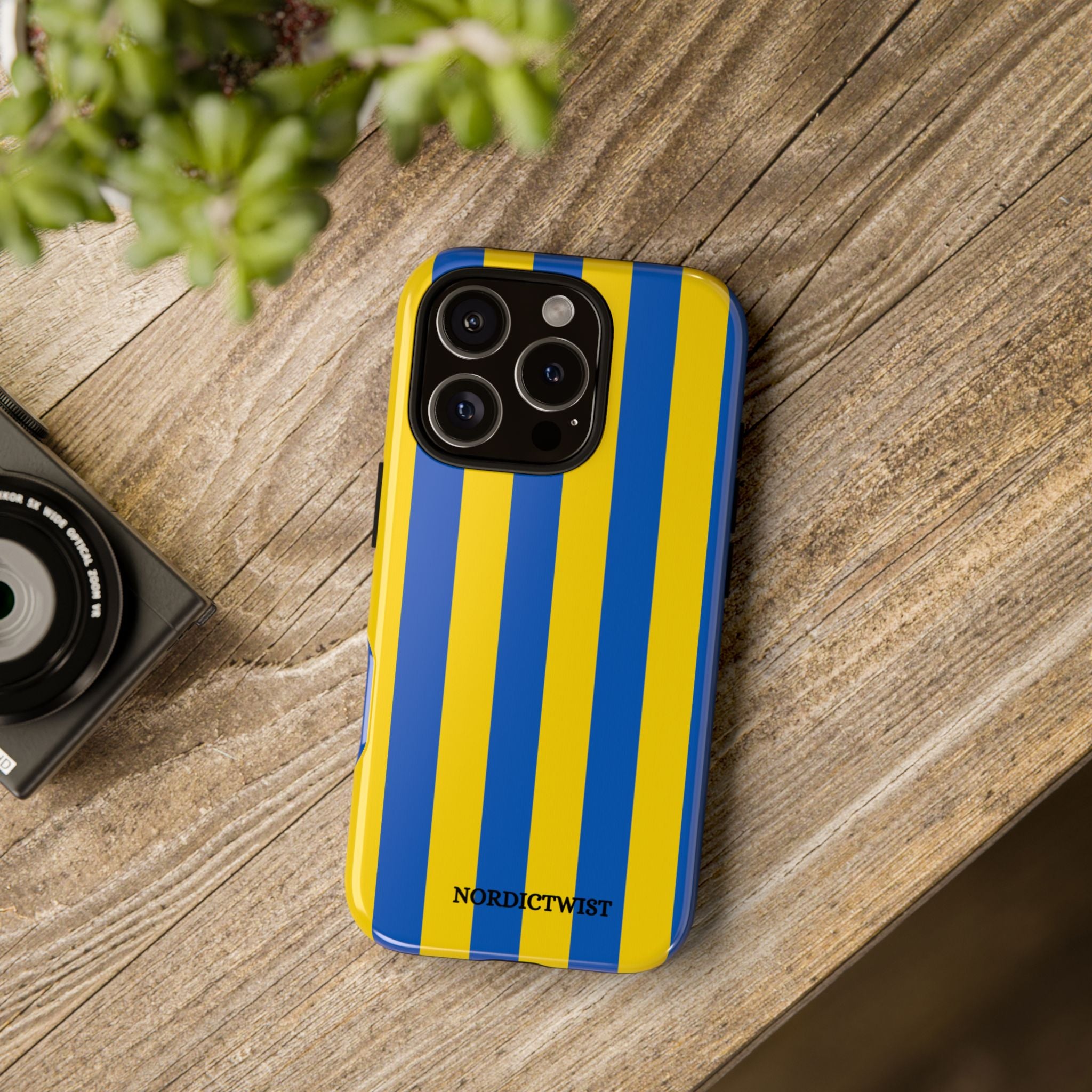 Blue and Yellow Striped Phone Case - Tough Cases