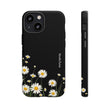 Daisy Floral Tough Phone Case – Protective Black Phone Cover with White Daisies