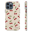 Cherry Pattern Tough Phone Case — Retro Red Cherries on Cream