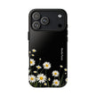 Daisy Floral Tough Phone Case – Protective Black Phone Cover with White Daisies