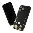 Daisy Floral Tough Phone Case – Protective Black Phone Cover with White Daisies
