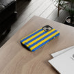 Blue and Yellow Striped Phone Case - Tough Cases