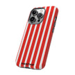 Striped Tough Phone Case - Durable Protection with Stylish Red & White Design