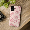 Pink Bow & Hearts Tough Phone Case — Cute Floral Ribbon iPhone Cover