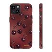 Cherry Pattern Tough Phone Case — Retro Dark Red Cherry iPhone Cover